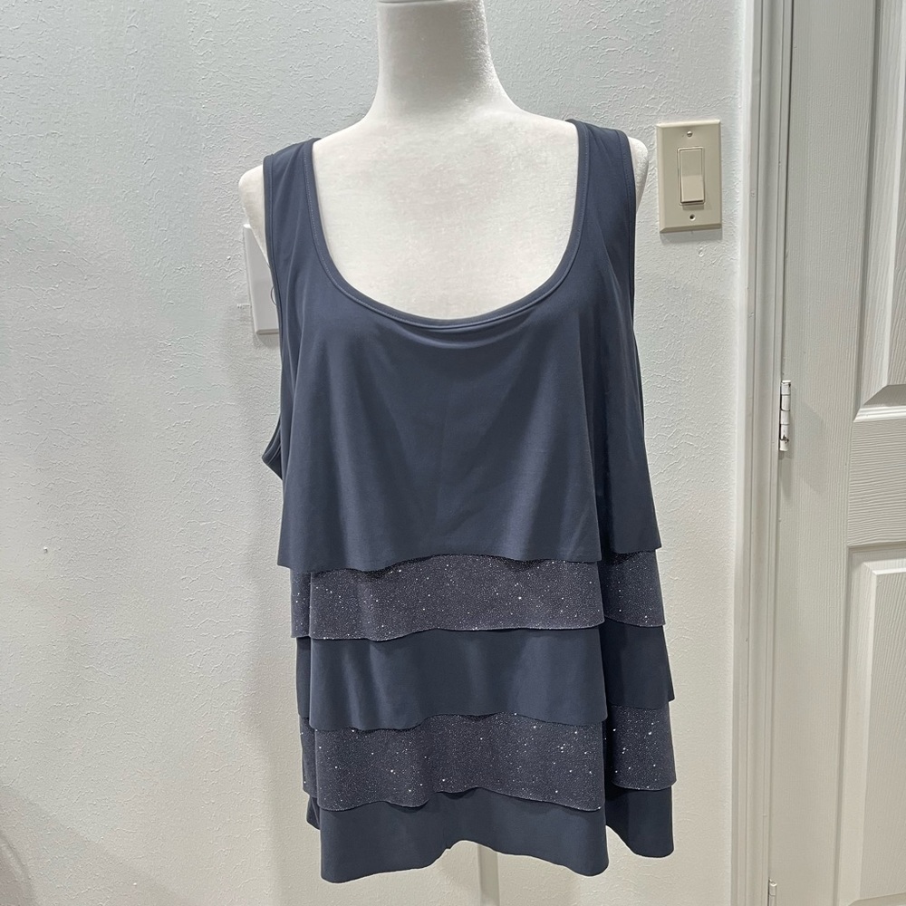 Glitterscope tiered sleeveless blouse size 2X